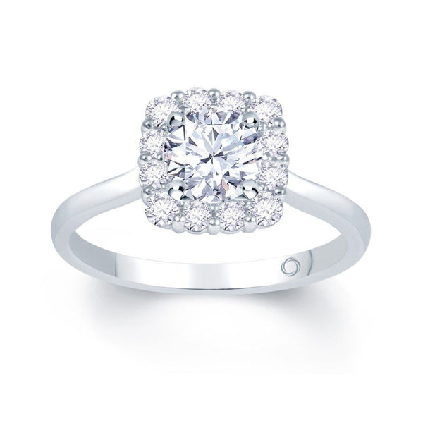 18ct White Gold Cushion Halo Engagement Ring