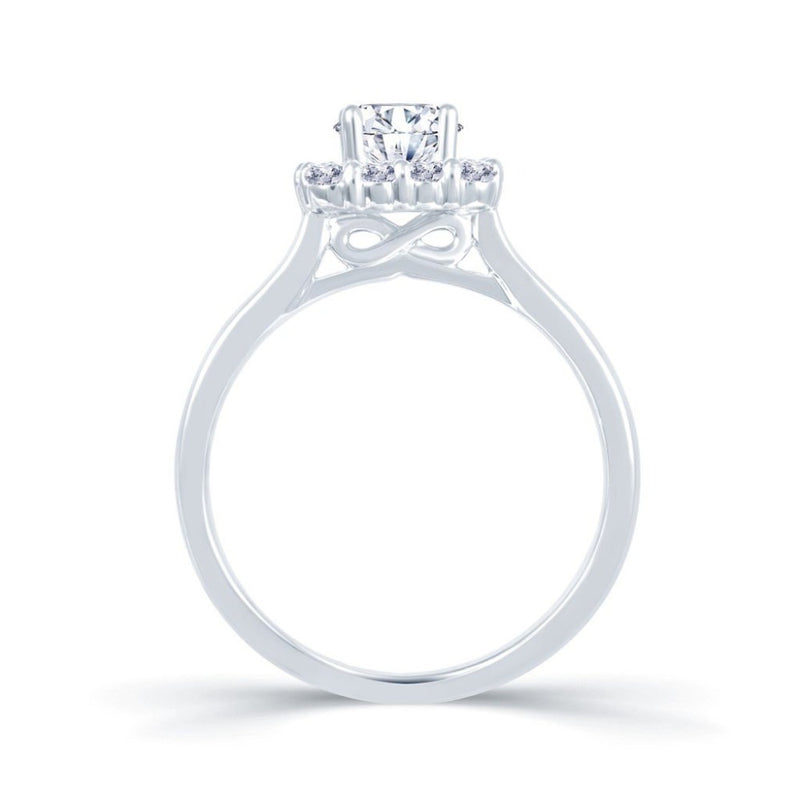 18ct White Gold Cushion Halo 0.40ct Diamond Ring