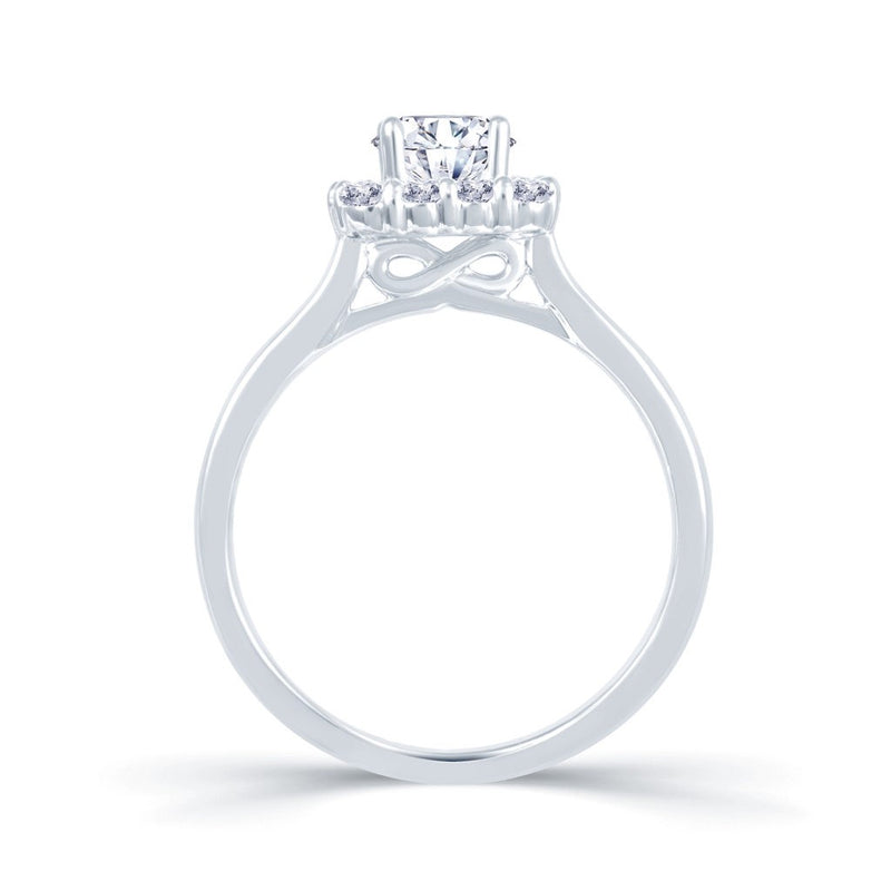 Platinum Cushion Halo 0.40ct Diamond Ring