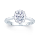 Platinum 0.70ct Diamond Halo Engagement Ring
