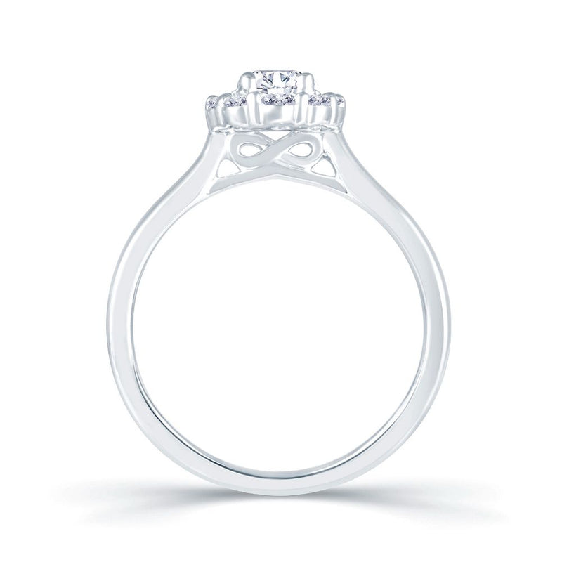 Platinum 0.70ct Diamond Halo Engagement Ring