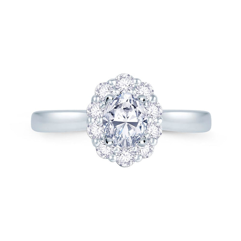 Platinum 0.70ct Diamond Halo Engagement Ring