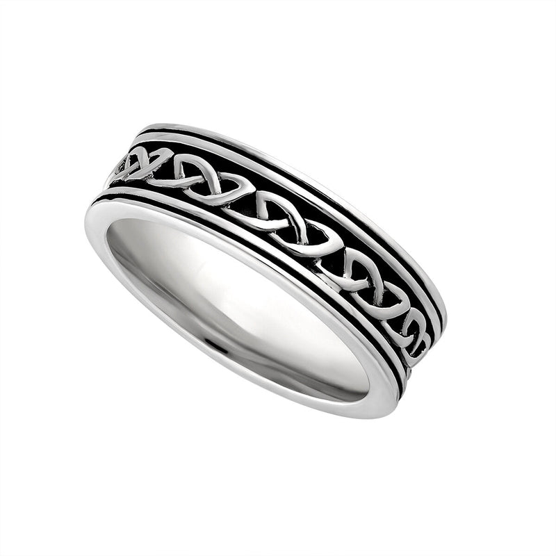 History of Ireland Ladies Oxidised Silver Celtic Knot Ring S21072