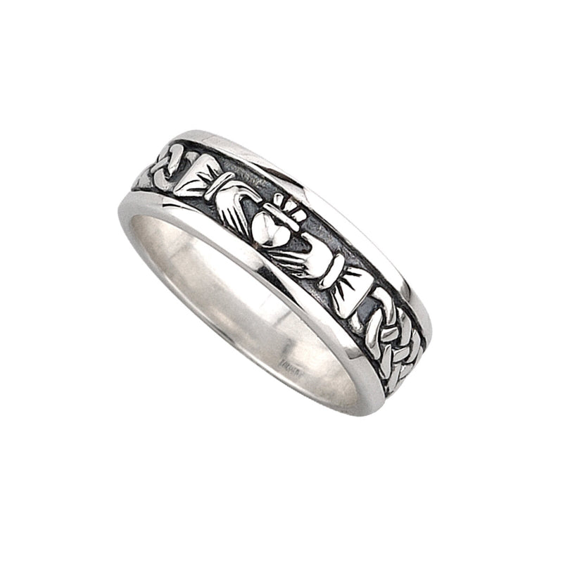 Sterling Silver Oxidised Celtic Claddagh Gents Band S2828