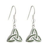 Sterling Silver Connemara Marble Trinity Knot Drop Earrings