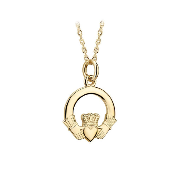10ct Gold Small Claddagh Pendant Necklace