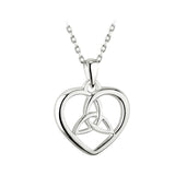 Sterling Silver Heart Trinity Knot Necklace