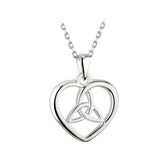 Sterling Silver Heart Trinity Knot Pendant Necklace