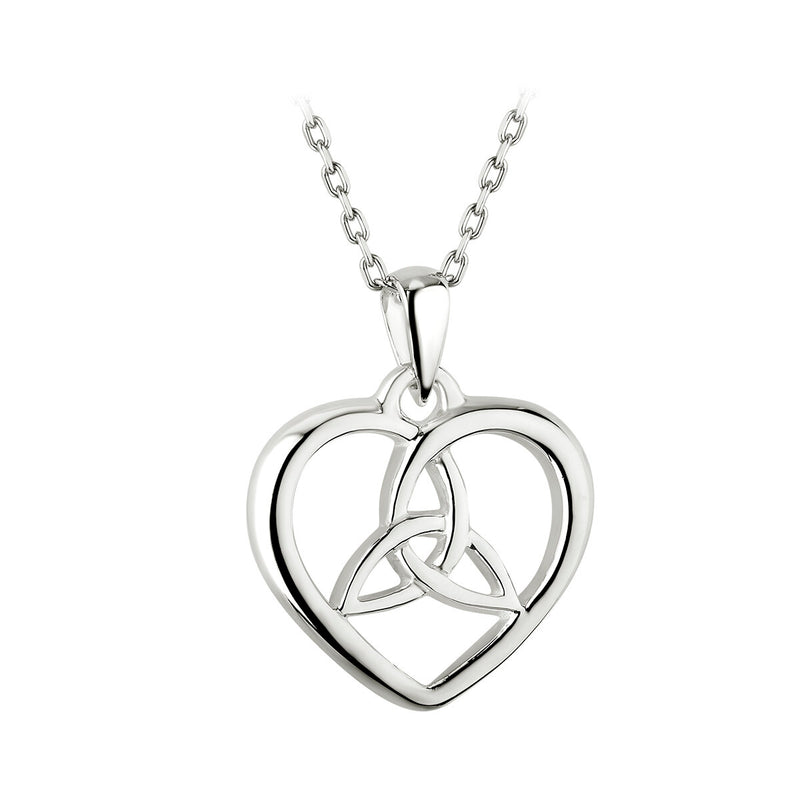 Sterling Silver Heart Trinity Knot Necklace