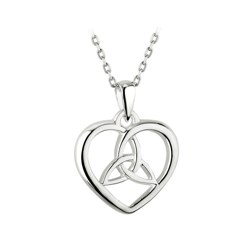 Sterling Silver Heart Trinity Knot Pendant Necklace