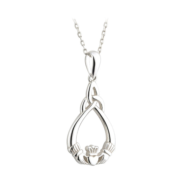 Sterling Silver Claddagh Trinity Pendant Necklace S44636