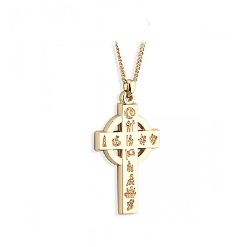 History of Ireland 14ct Gold Cross Necklace