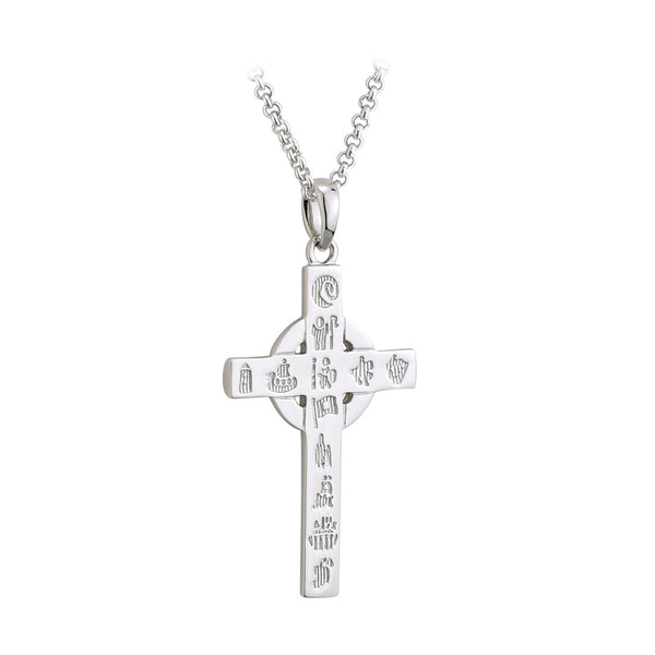 History of Ireland Sterling Silver Small Cross Necklace S4659