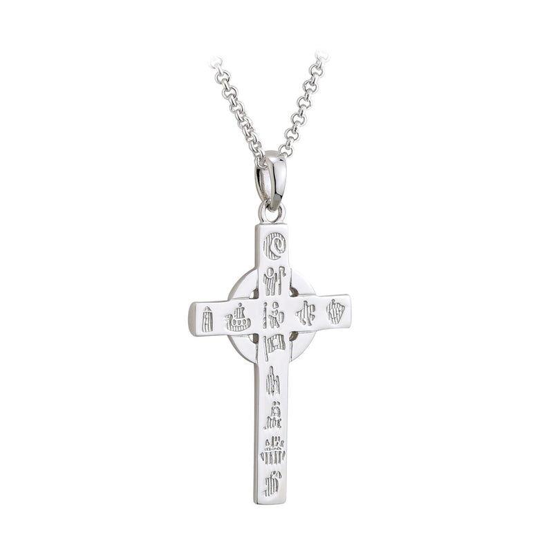 History of Ireland Sterling Silver Small Cross Necklace