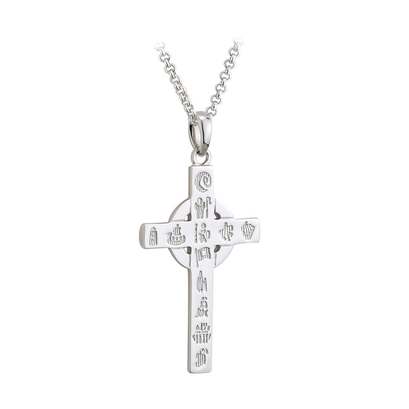 History of Ireland Sterling Silver Small Cross Necklace S4659