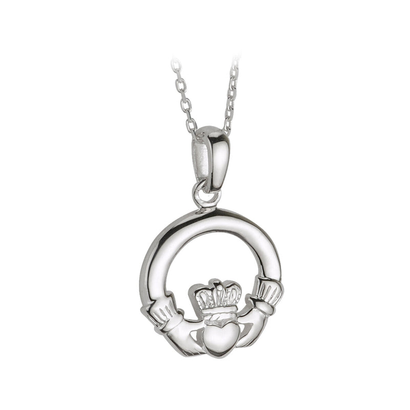 History of Ireland Small Silver Claddagh Necklace S4682