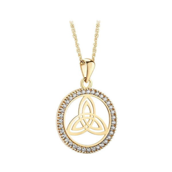 9ct Gold Trinity Knot Cubic Zirconia Necklace