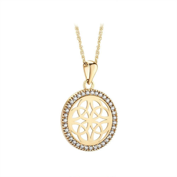 9ct Gold Trinity Knot Cubic Zirconia Necklace