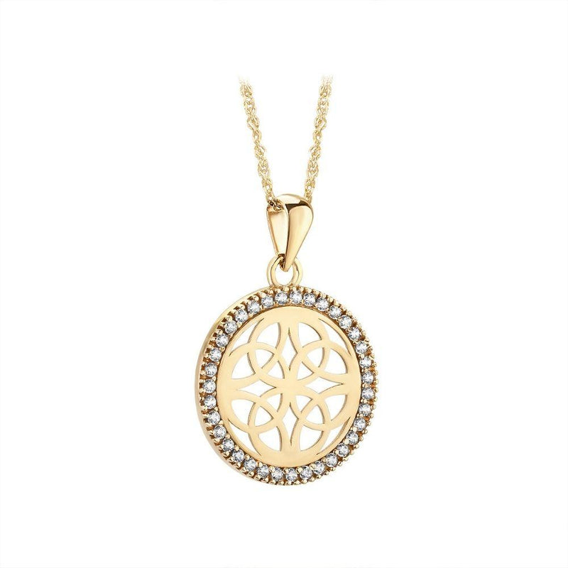 9ct Gold Trinity Knot Cubic Zirconia Necklace