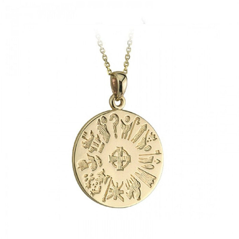 History of Ireland 14ct Round Disc Necklace