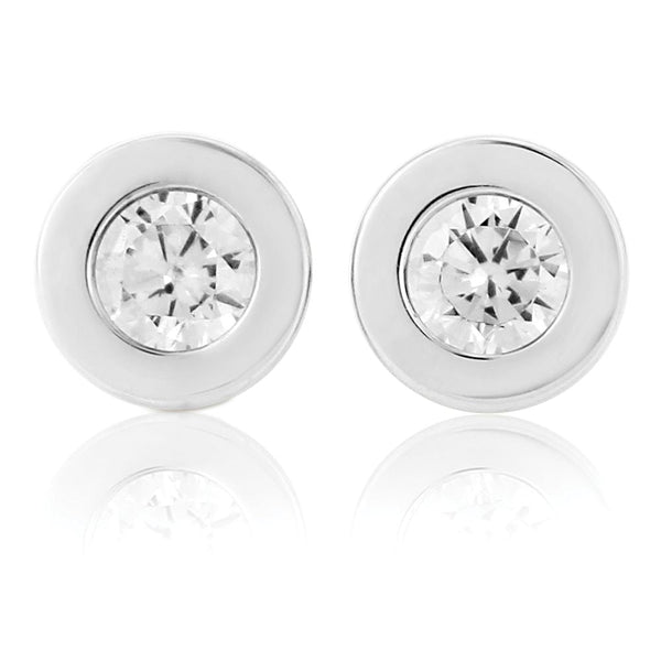 9ct White Gold 4mm Cubic Zirconia Stud Earrings