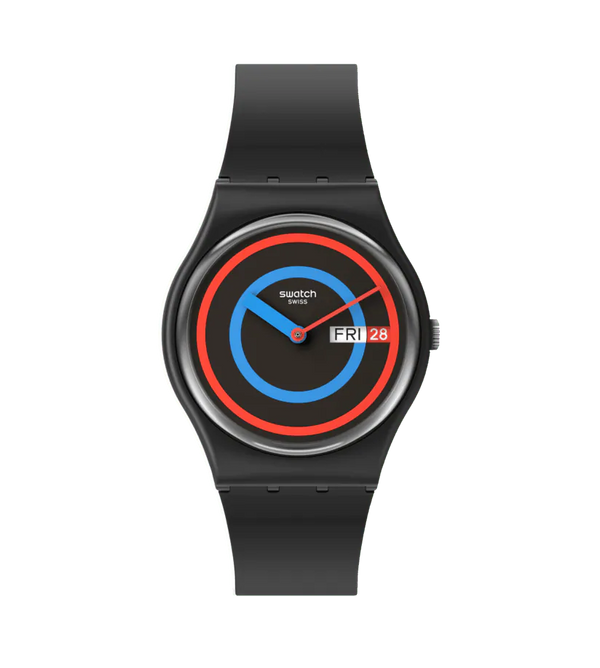 Swatch Circling Black Quartz 34mm Watch SO28B706