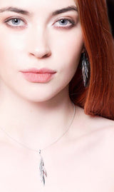 House of Lor Sterling Silver & Rose Gold Feather Drop Necklace H40018