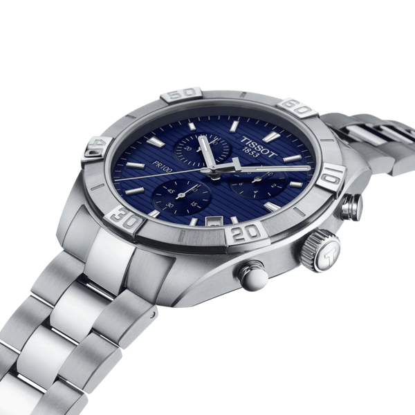 Tissot PR 100 Sport Gent Chronograph Quartz Blue Dial Steel 44mm Mens Watch T1016171104100