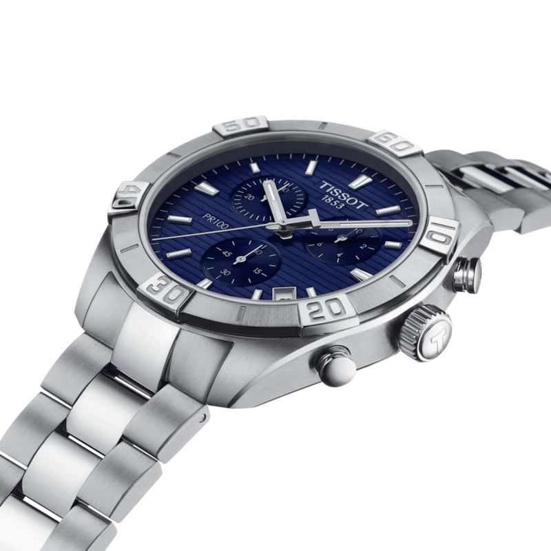 Tissot PR 100 Sport Gent Chronograph Quartz Blue Dial Steel 44mm Watch T1016171104100