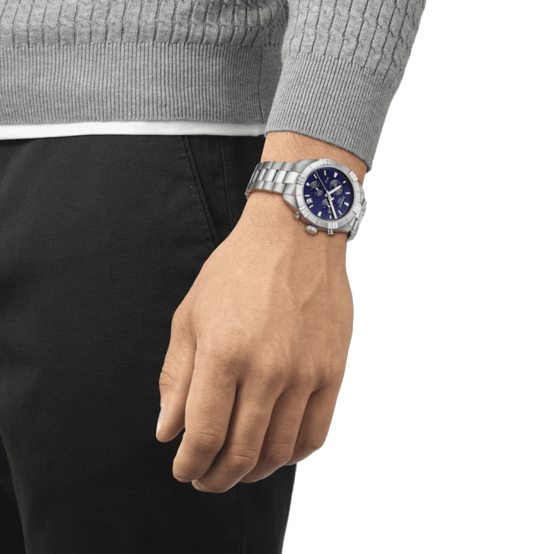 Tissot PR 100 Sport Gent Chronograph Quartz Blue Dial Steel 44mm Watch T1016171104100