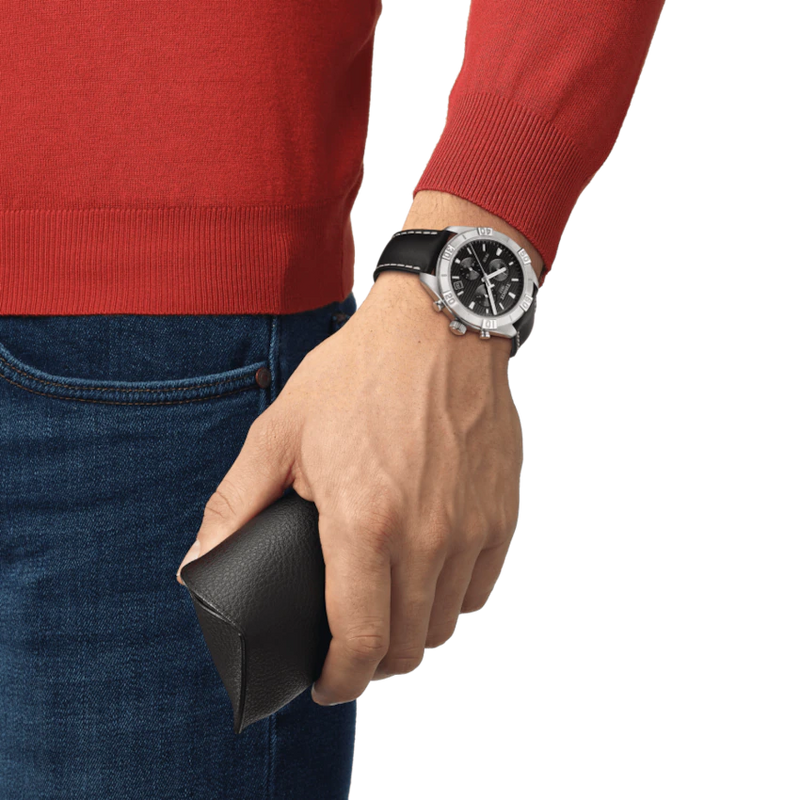 Tissot PR 100 Sport Gent Chronograph Quartz Black Leather 44mm Watch T1016171605100