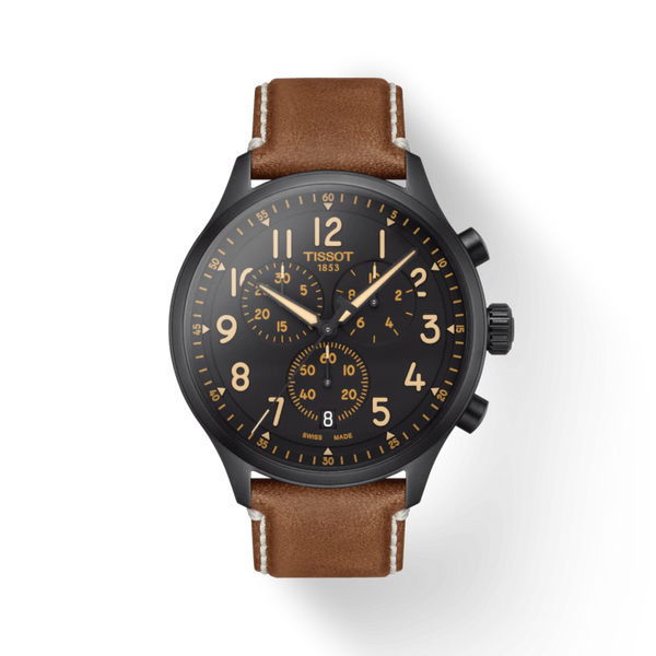 Tissot Chrono XL Quartz Brown Leather 45mm Mens Watch T1166173605203