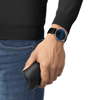 Tissot Everytime Black Leather Blue Dial 40mm Watch T1434101604100