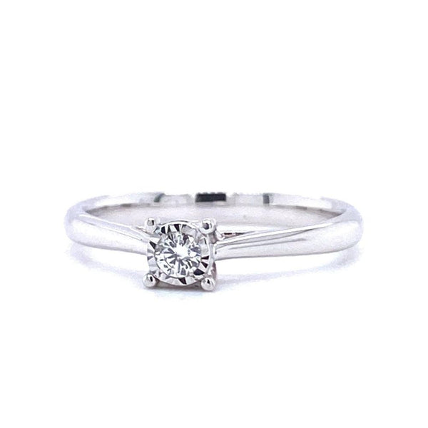 9ct White Gold Illusion Set Solitaire Engagement Ring