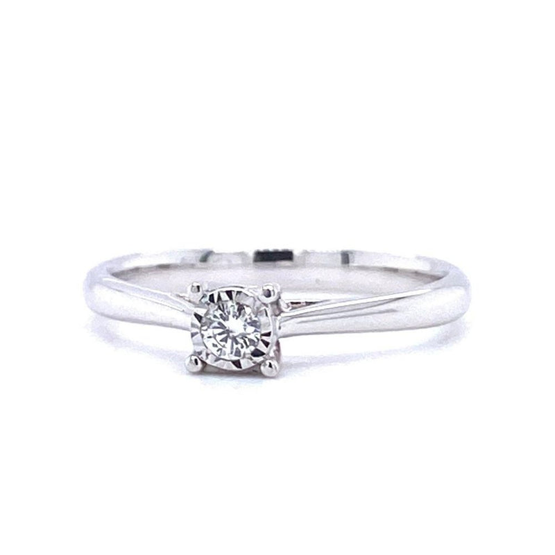 9ct White Gold Illusion Set Solitaire Engagement Ring