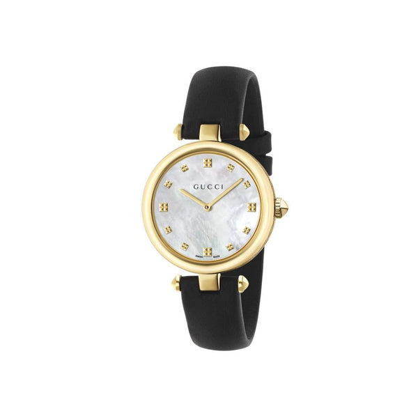 Gucci Diamantissiam Black Leather 32mm Ladies Watch YA141404