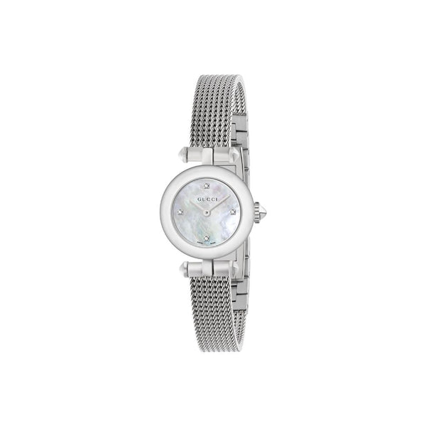 Gucci Diamantissima Silver Steel Mesh Bracelet 27mm Watch YA141512