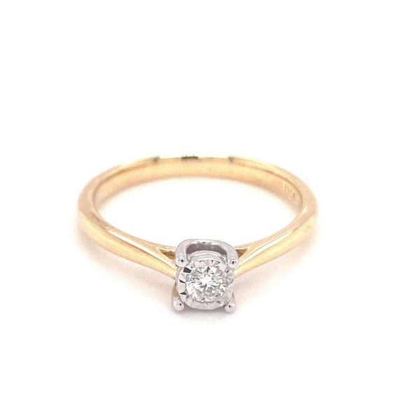 9ct Yellow Gold Illusion Set Solitaire Engagement Ring