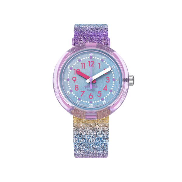 Swatch Flik Flak Shine in Rainbow Quartz 31.85mm Watch FBNP128