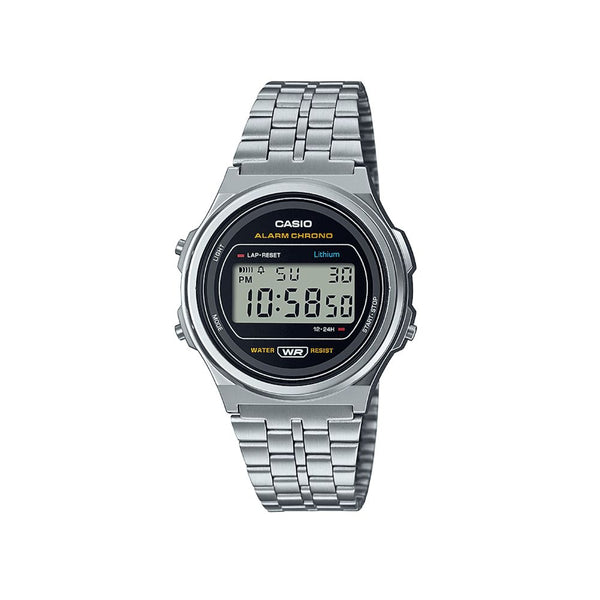 Casio Vintage Silver Steel Round Watch A171WE-1AEF