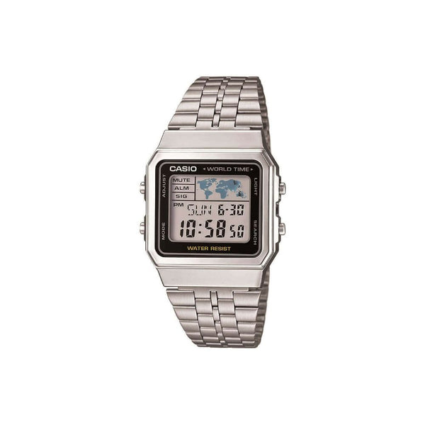 Casio World Time Silver Steel Watch A500WEA-1EF