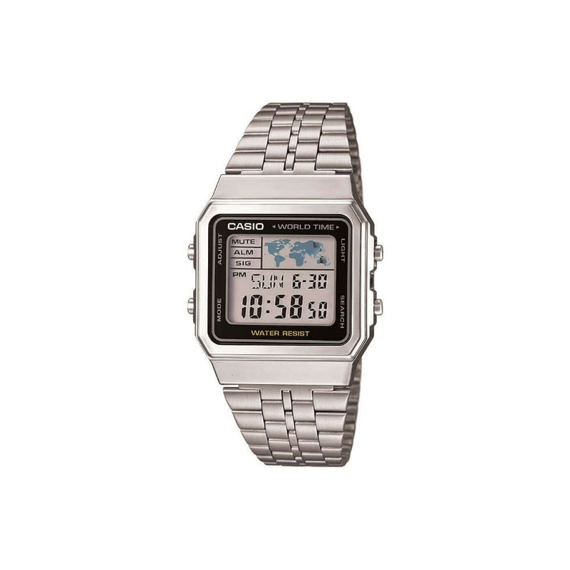 Casio World Time Silver Steel Watch A500WEA-1EF