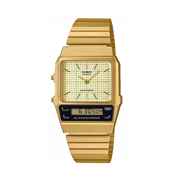 Casio Vintage analog-Digital Gold Steel Watch AQ-800EG-9AEF