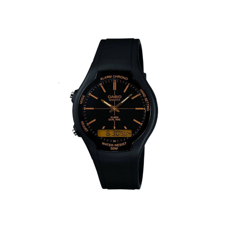 Casio Collection Digital and Analogue Black Watch AW-90H-9EVEF