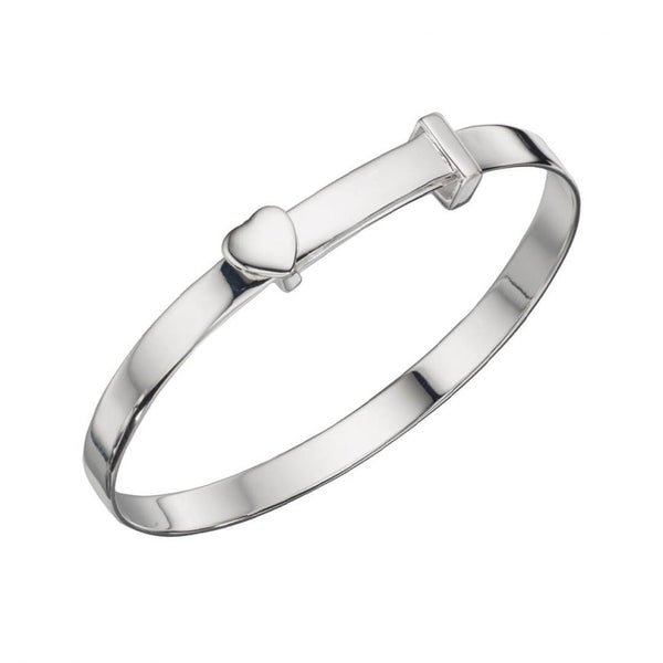 Sterling Silver Heart Motif Expandable Baby Bangle