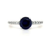 Silver and Blue Round CZ Ring