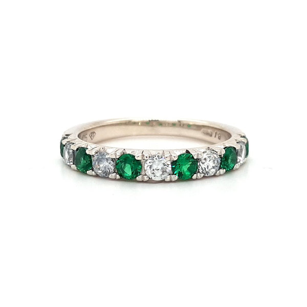 Silver and Green CZ Eternity Ring