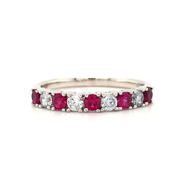 Silver and Red CZ Eternity Ring