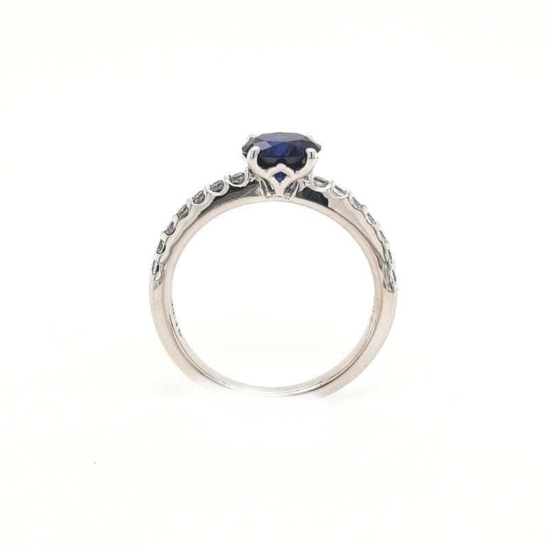 Silver and Blue Round Cubic Zirconia Ring