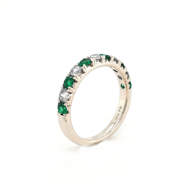 Silver and Green Cubic Zirconia Eternity Ring